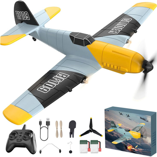 Toileum RC Plane BF-109 in flight showing easy balance for beginners.