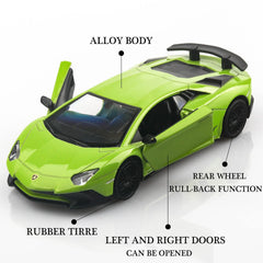 TOKAXI Aventador 1/36 scale open doors showcase detailed interior for collectors.