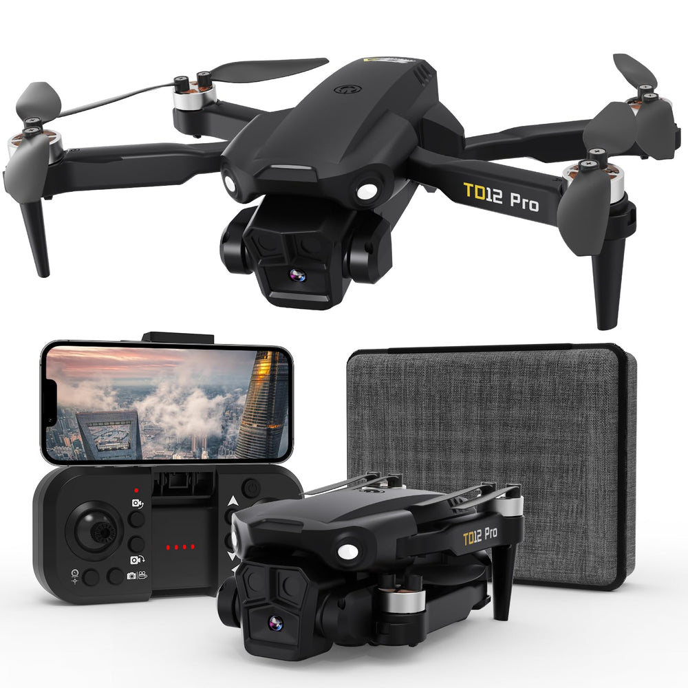 Toladrone TD12Pro with 1080P camera showing adjustable tilt for versatile aerial views.