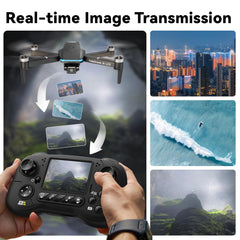 Toladrone TD31LCD folded drone in palm shows portability for travel.