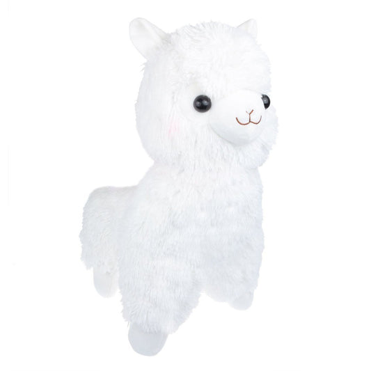 Tollion Cuddly white alpaca toy front view, perfect for comforting playtime.