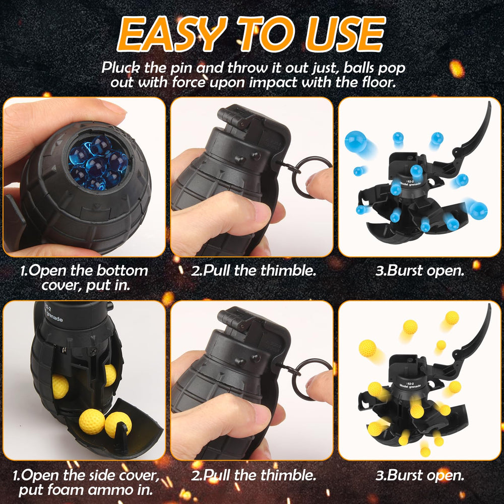 Tomatong toy-grenade open-cap demonstrates easy loading of foam ammo for battles.