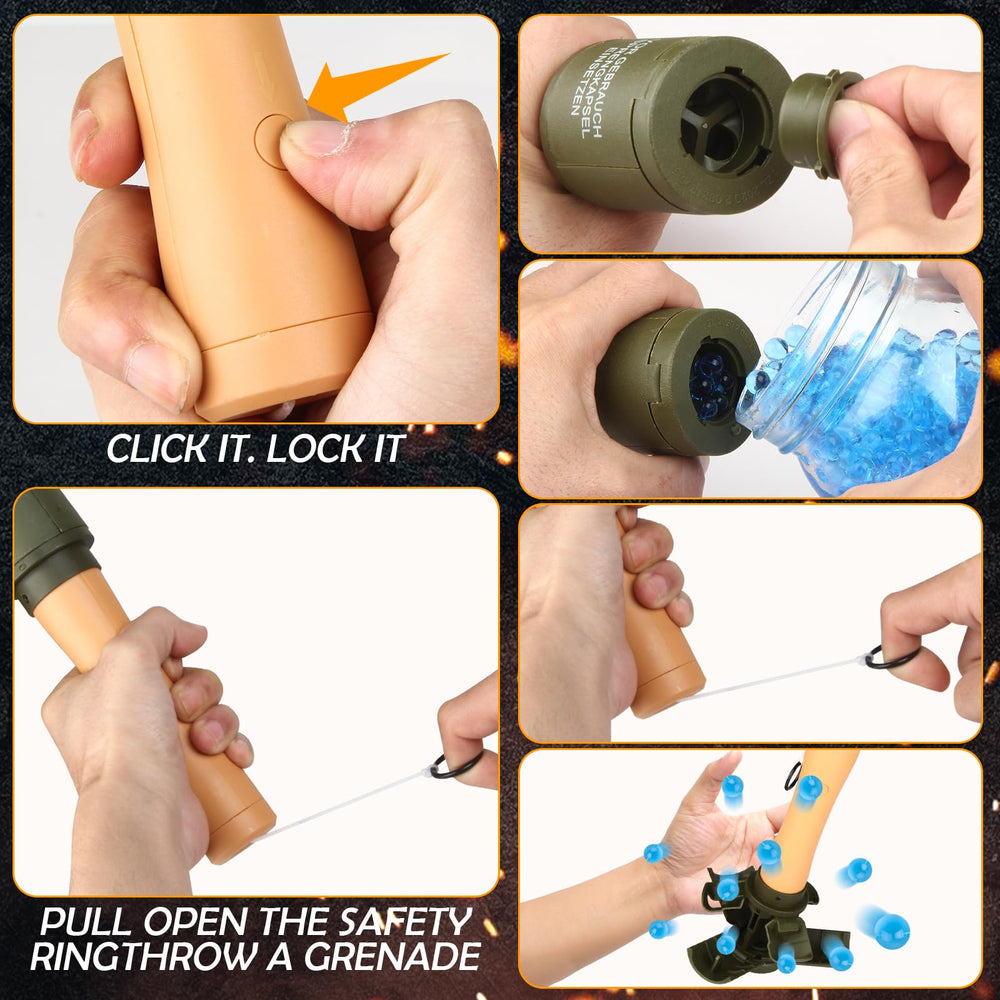 Tomatong toy hand grenade foam ammo nine rounds and reusable pins.