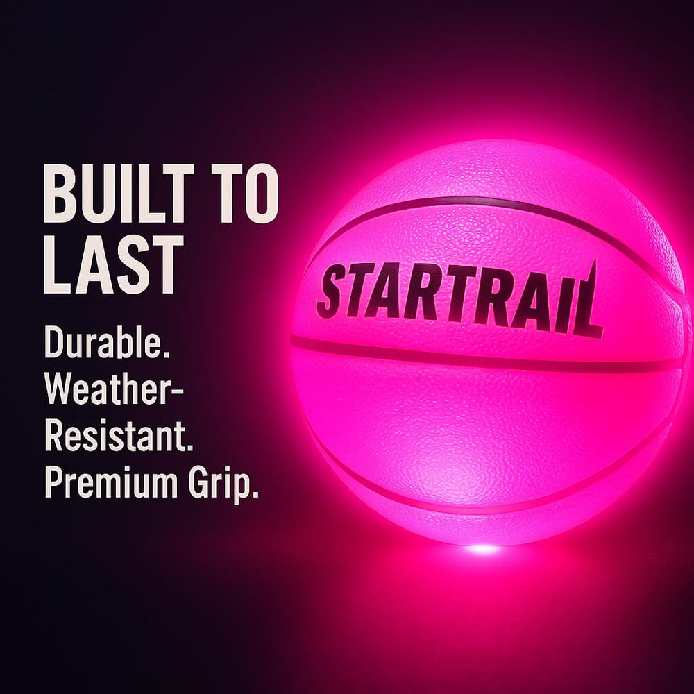 TOMLEON Glow ball helps kids improve dribbling and shooting after sunset.