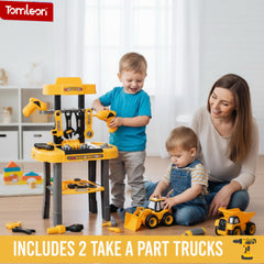 TOMLEON Realistic tools set helps kids imitate construction tasks safely.