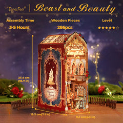 Tonecheer Beast and Beauty Book Nook motioned figurines dancing to music.
