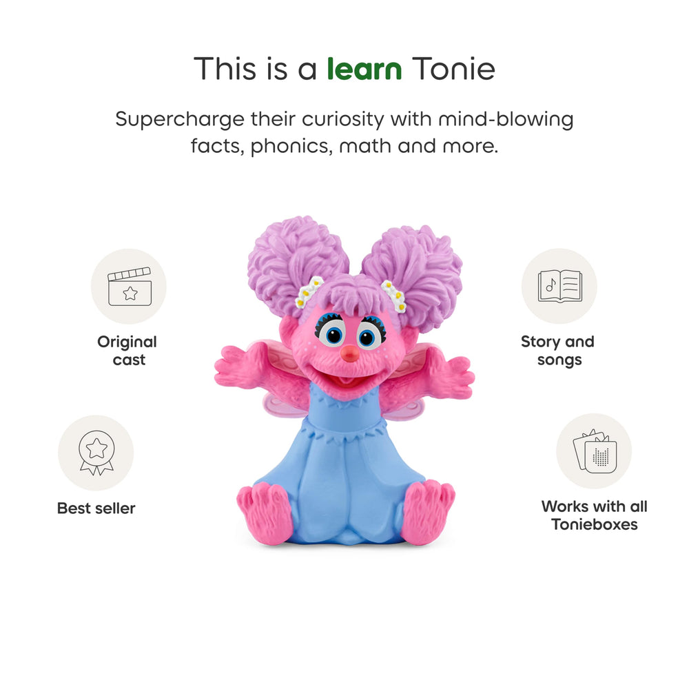 Tonies Abby Cadabby singing and dancing image encourages rhythm and memory during routines.