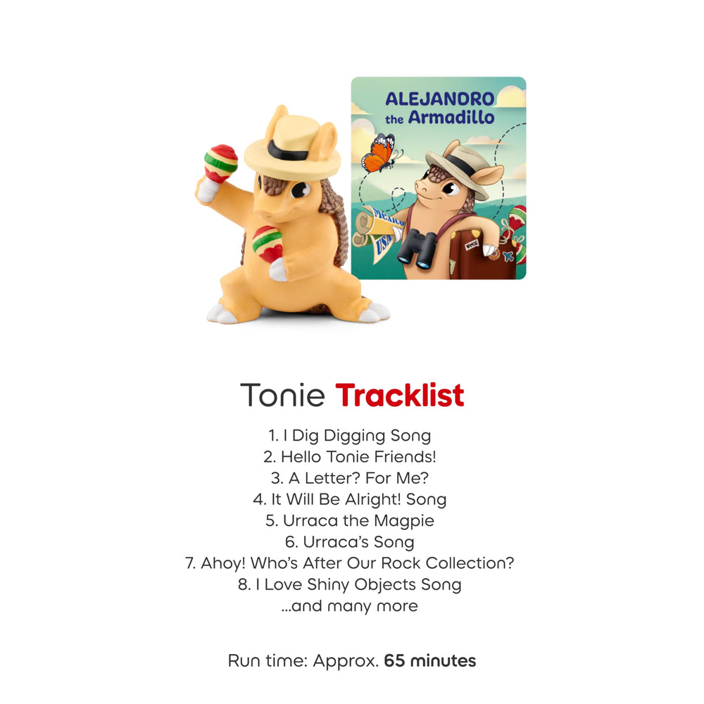Alejandro Armadillo song list visual emphasizing playful tunes
