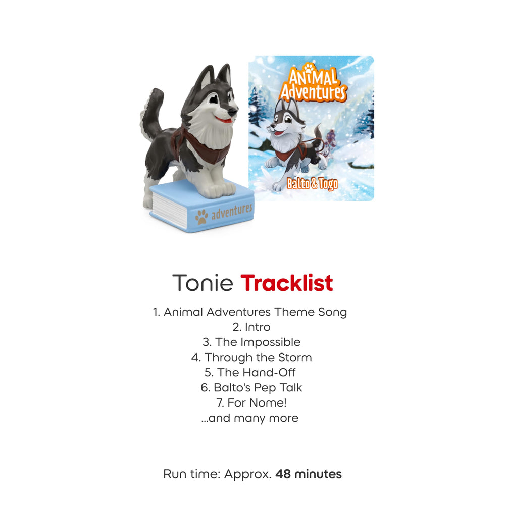 Tonies Balto & Togo audio theme song enhances playtime.