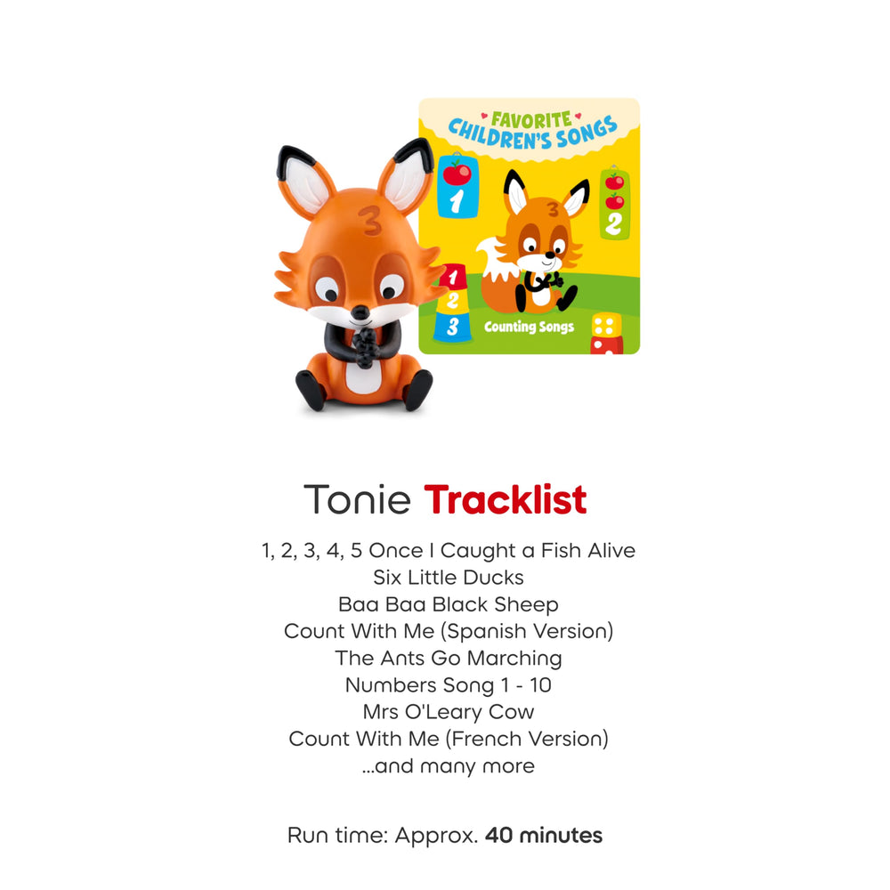 Tonies Counting Songs display offers kid-friendly visuals and early numeracy cues.