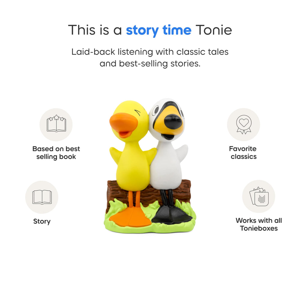 Tonies Duck & Goose four-stories tracklist displayed with the characters.