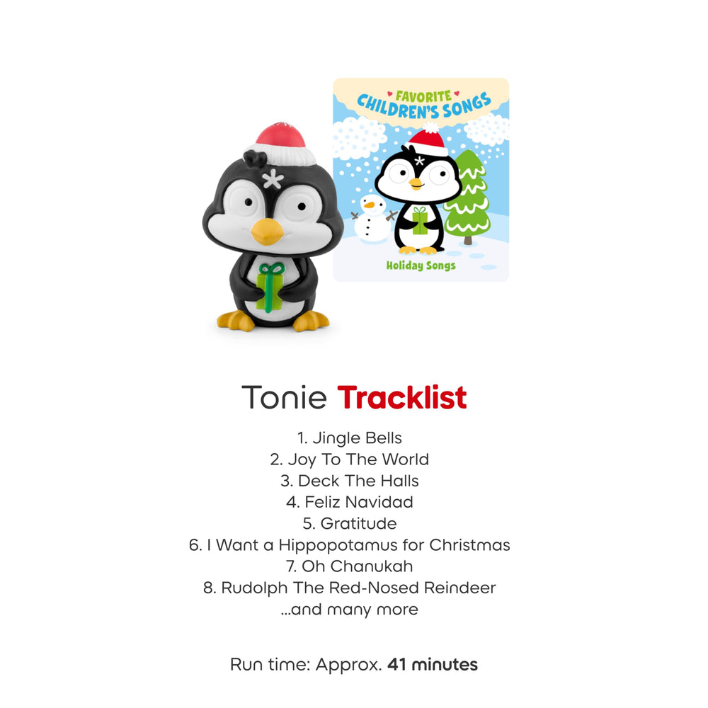 Family play scene with Tonies Holiday Songs on the table.