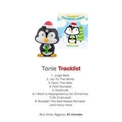 Family play scene with Tonies Holiday Songs on the table.