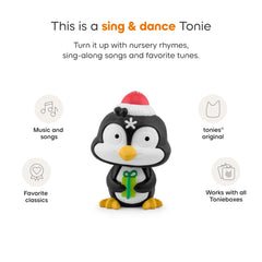 Tracklist card showing classic tunes for kids' holiday sing-alongs.