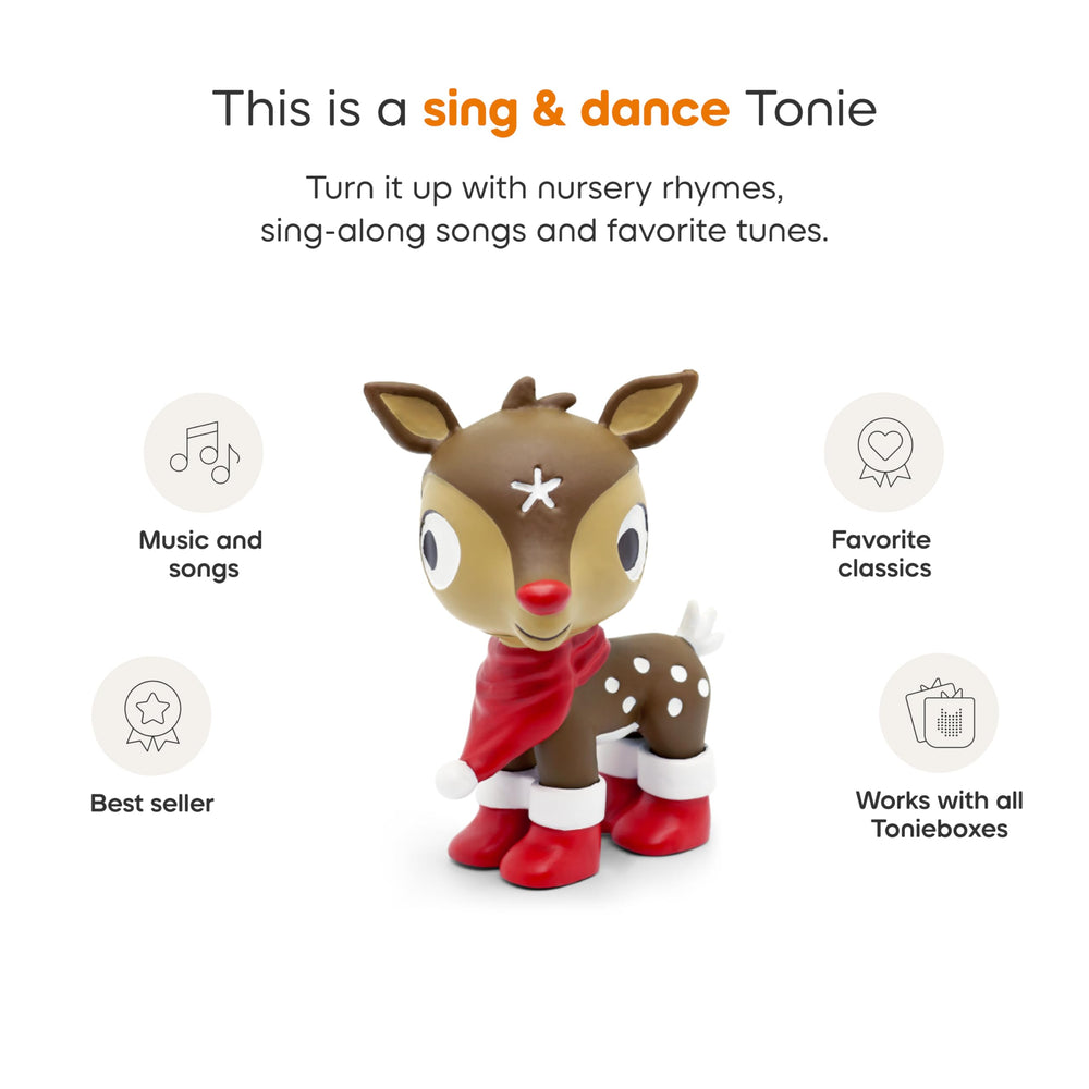 Tonies Holiday Songs Volume 2 deer closeup highlighting friendly design.