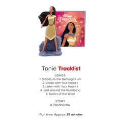 Tonies Pocahontas packaging view, shows complete kit and setup.