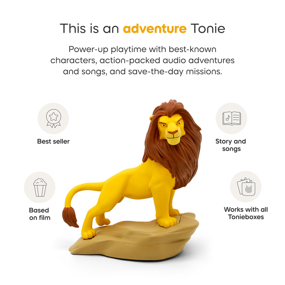 Tonies Simba figurine featuring can-you-feel-the-love-tonight supports soothing storytelling.