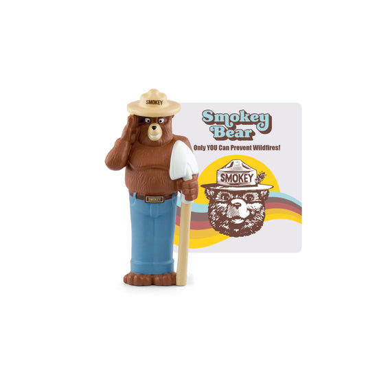 Tonies Smokey Bear figurine closeup highlighting kid-friendly design for imaginative play.