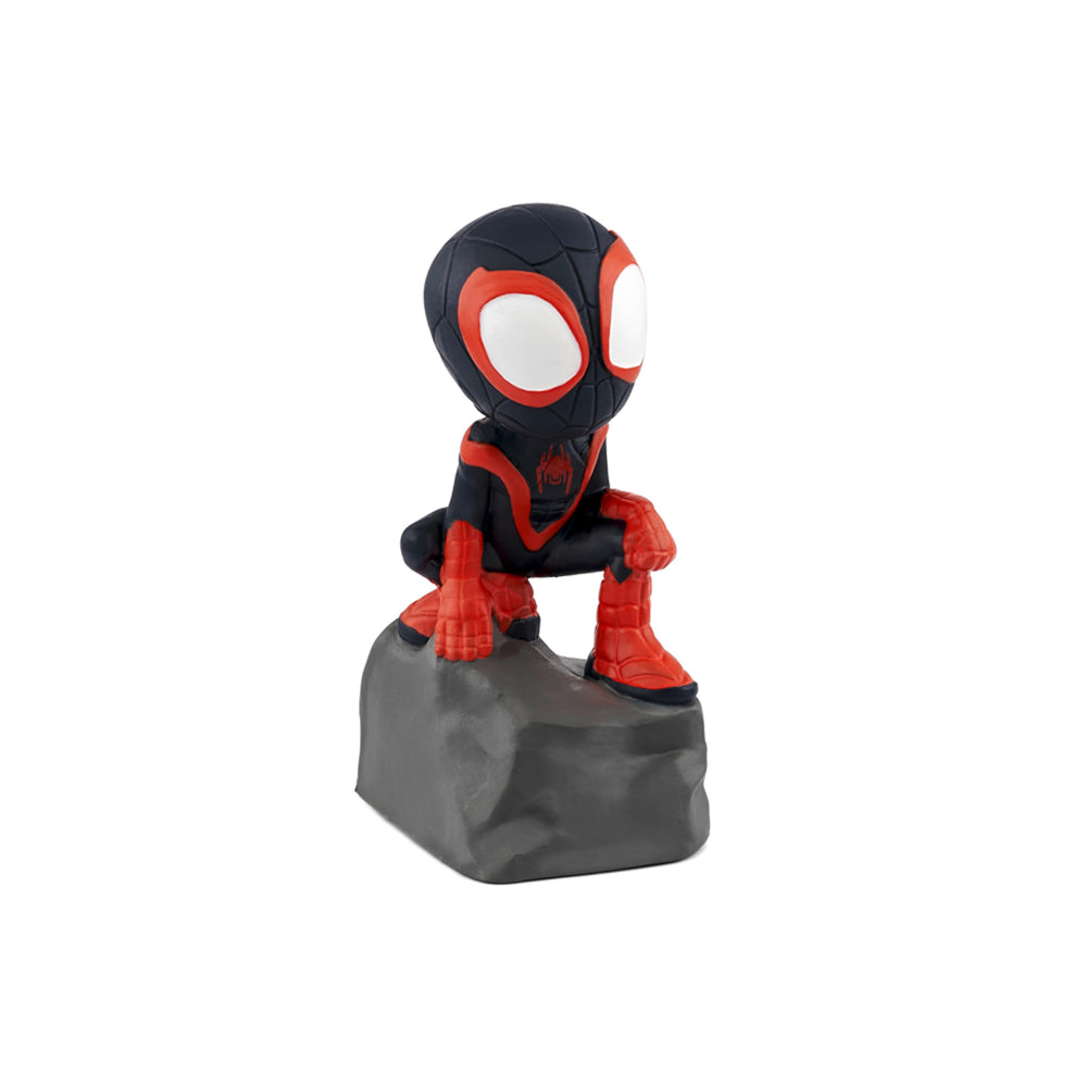 Tonies Spidey Spin figurine close-up emblem highlighting Marvel design details.