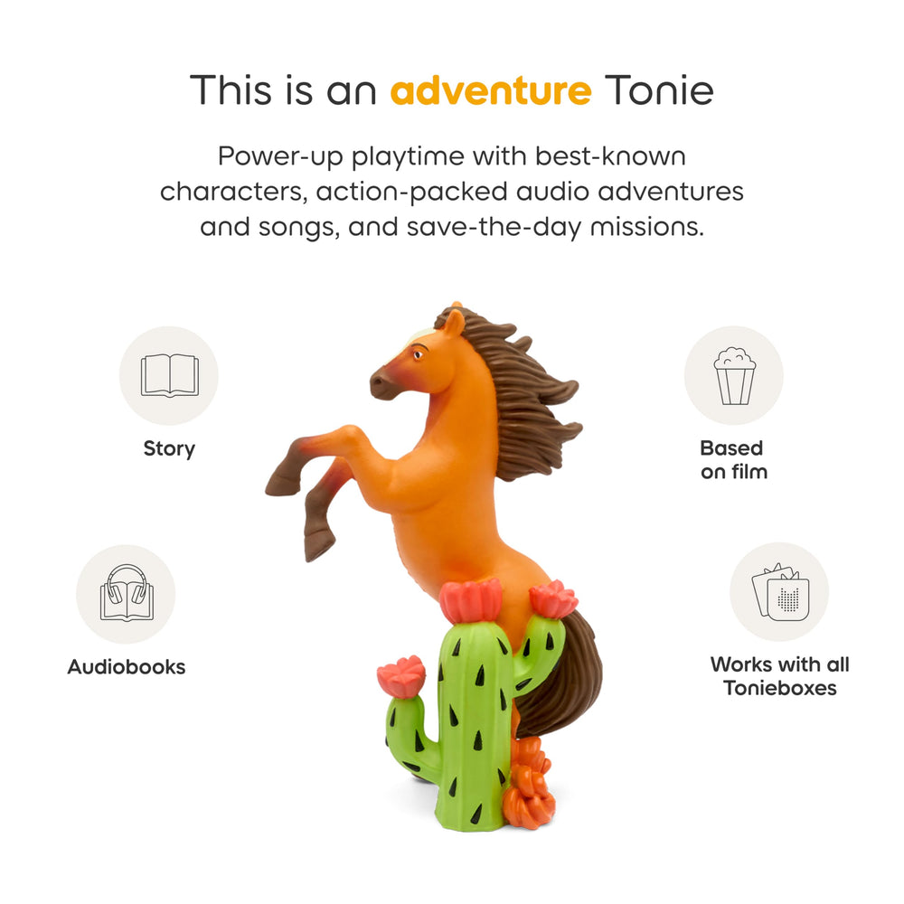 Tonies Spirit Untamed figurine close-up reveals horse and rider details.