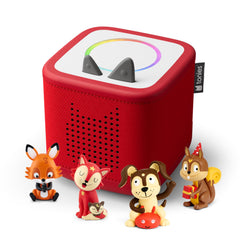 Tonies Toniebox 2 Sunset Red front view supports independent listening for kids.