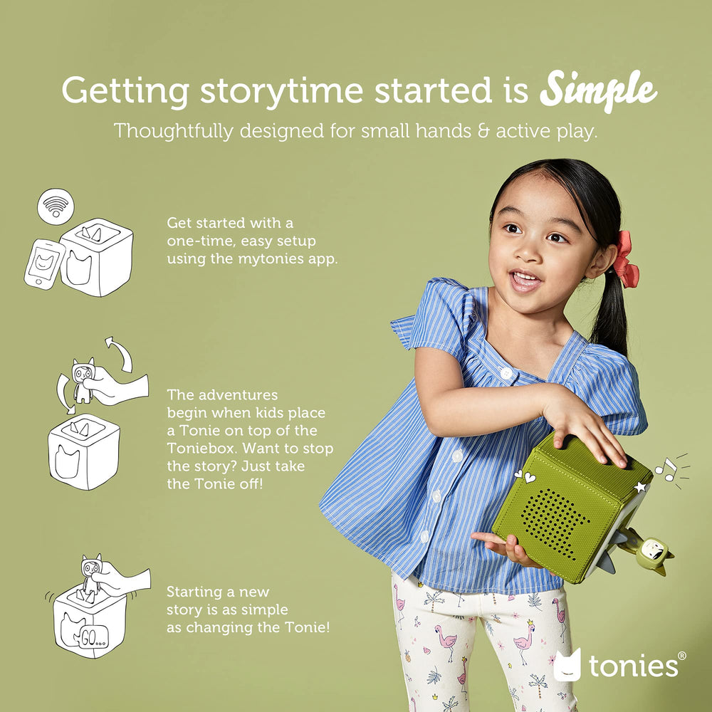 Toniebox in bedtime storytelling mode with auto-play feature.