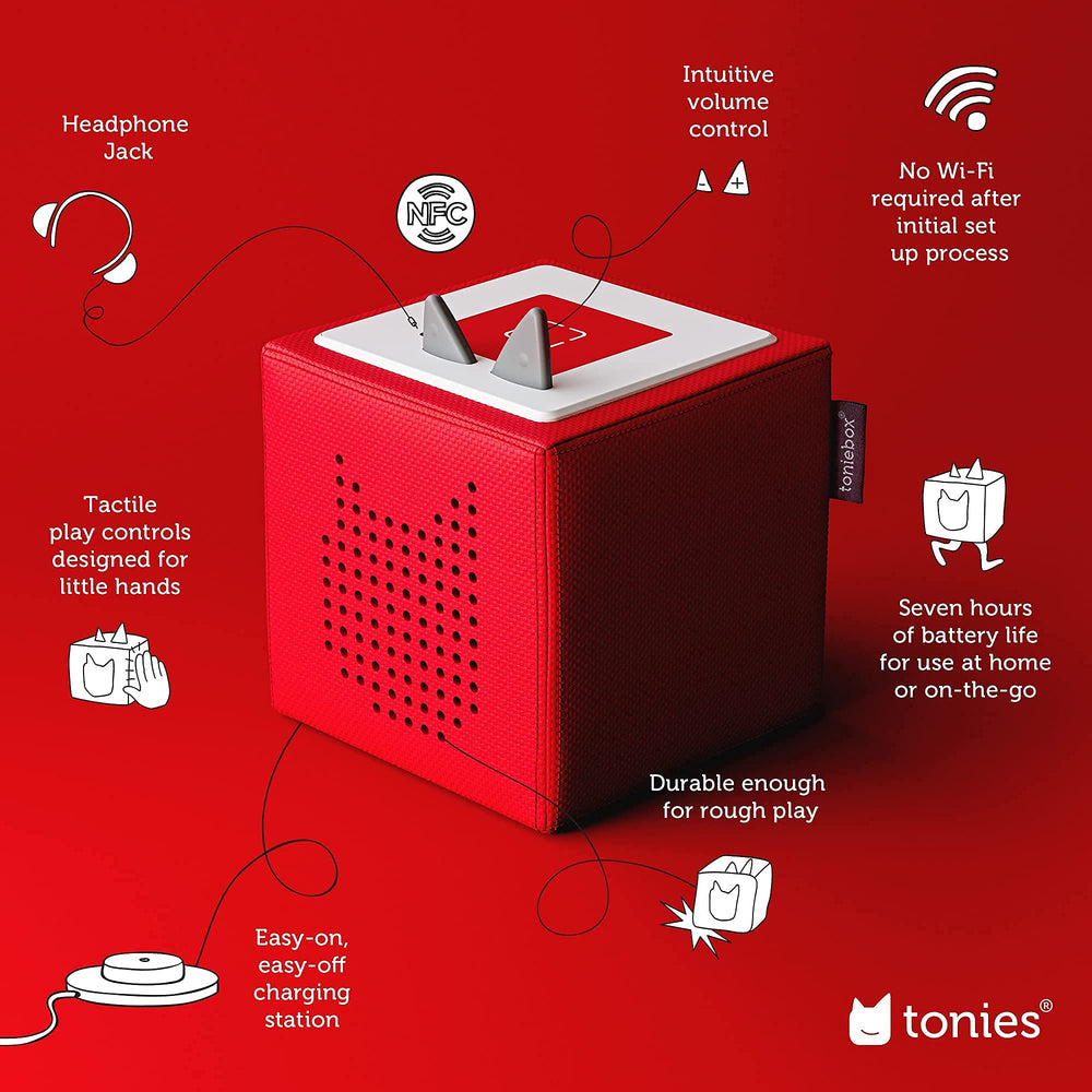 Tonies Toniebox Red top view highlighting compact, kid-friendly design