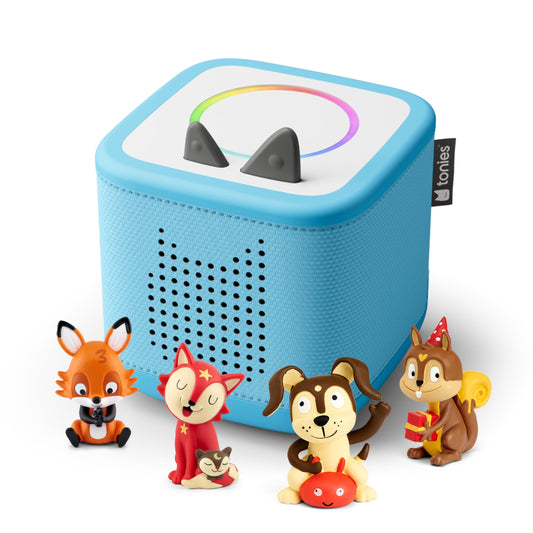 Tonies Toniebox 2 Sky Blue hero image showing independent listening for kids.