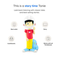 Tonies Wonder track list display, highlighting engaging audio adventures for families.