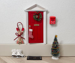 Tonttuovi elf door front view shows rustic wooden charm for magical spaces.