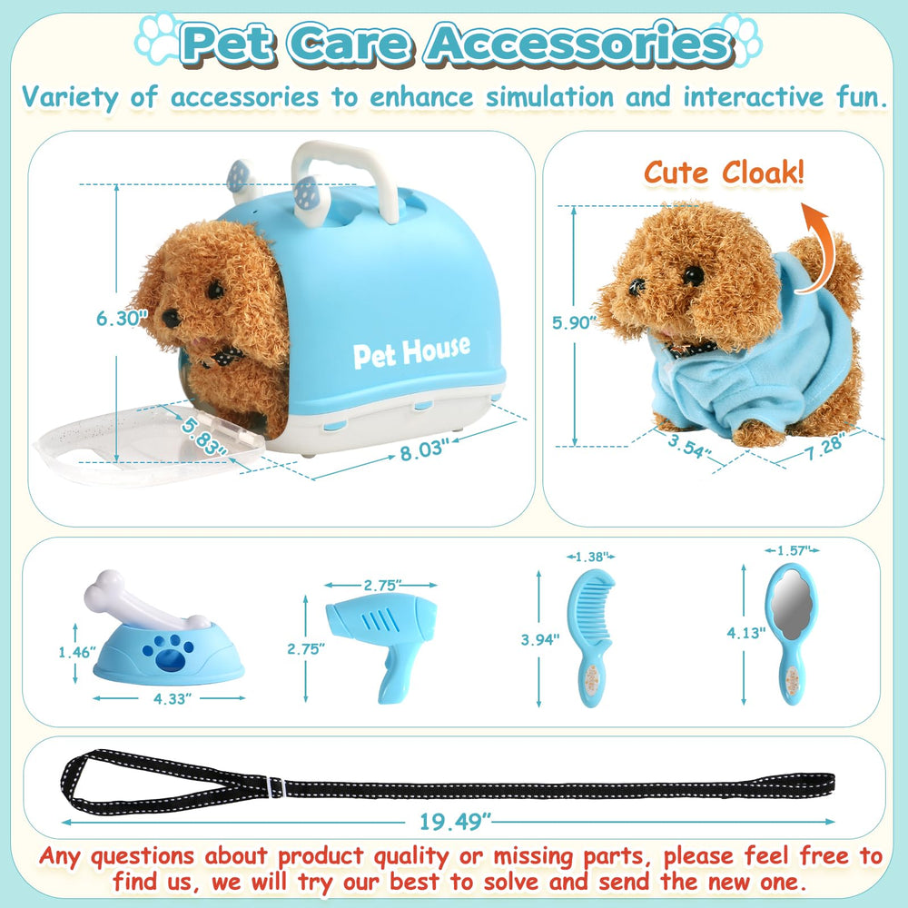 TONZE cute puppy coat accessory enhances pretend grooming and styling play.