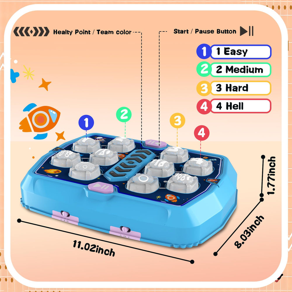 TooLion Whack Game Mole modes dashboard displaying game variety for kids.