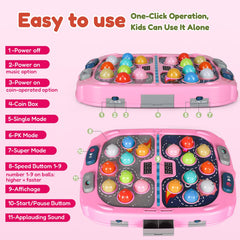 TooLion Whack Mole soft rubber-tipped hammers minimize risk during energetic hits.