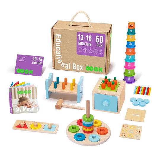 TOOKYLAND Montessori pound bench for tactile exploration and fine motor practice.
