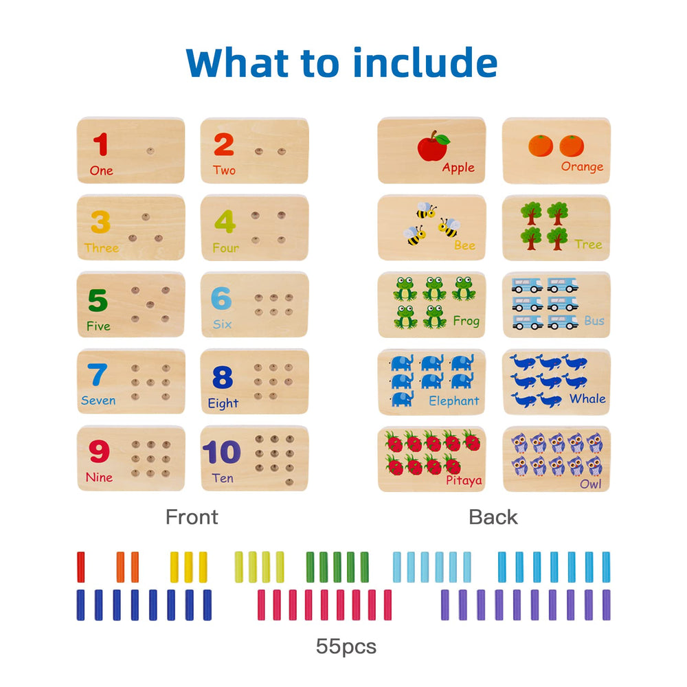TOOKYLAND peg board animal-number visuals aid number recognition.