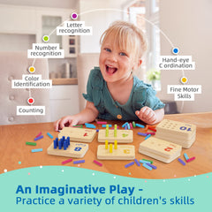 TOOKYLAND peg board numbered pegs promote counting up to 20.