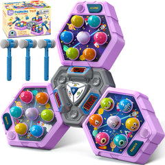 TooLion 3-Player Whack Mole Game front view with bright lights for ages 3+.