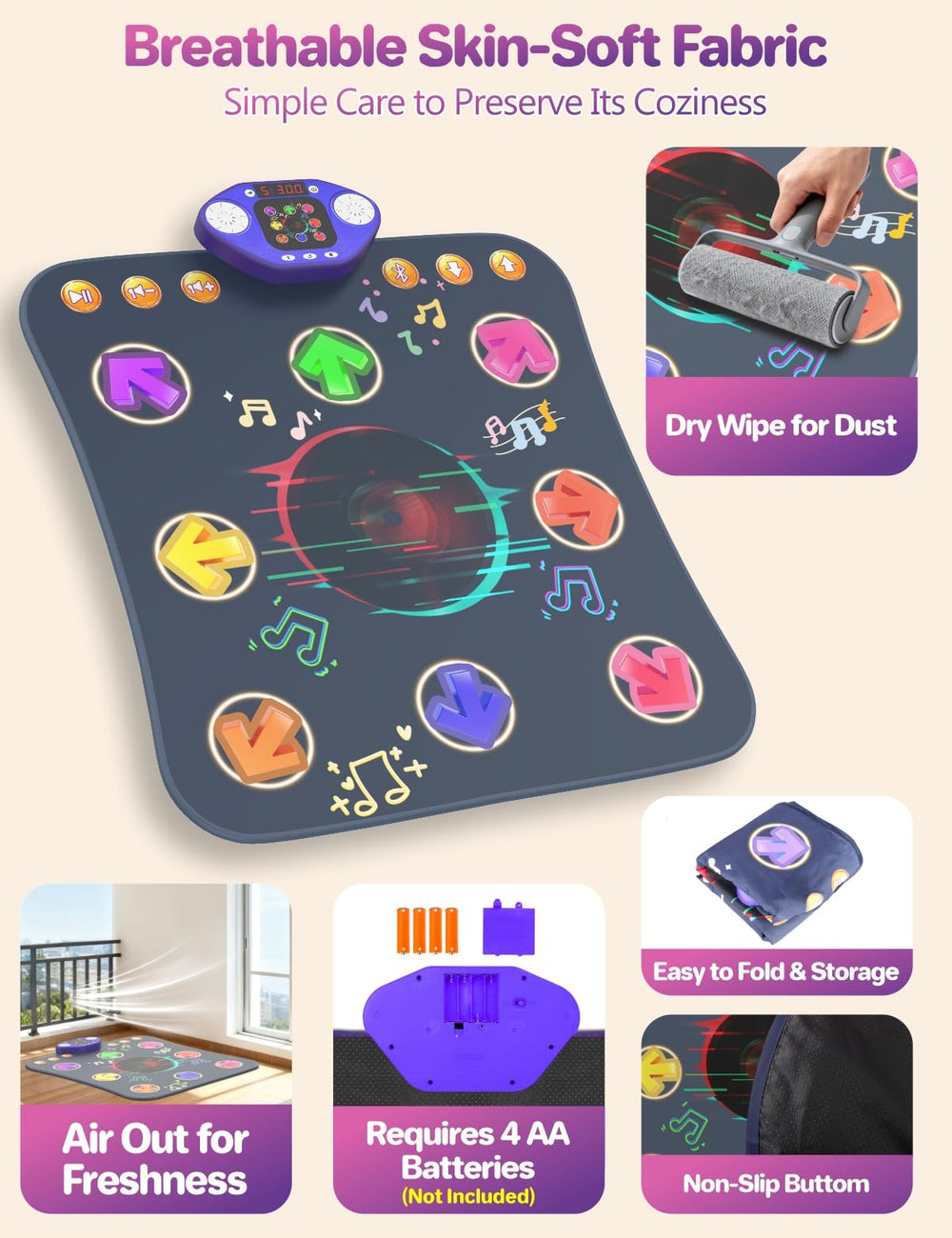 TooLion blue mat in use with kids highlights interactive modes.