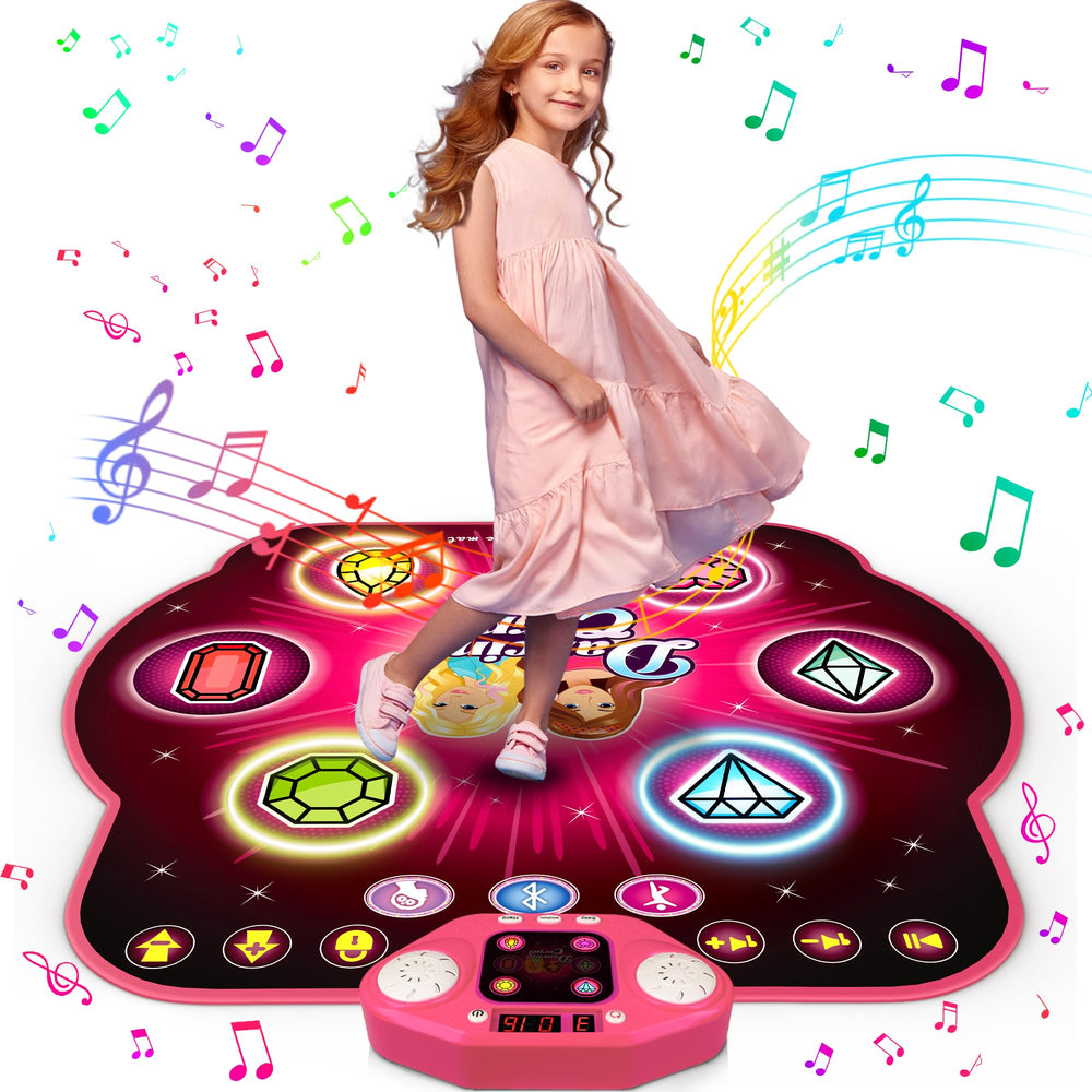 TooLion dance mat with light-up gem keys guiding kids through steps