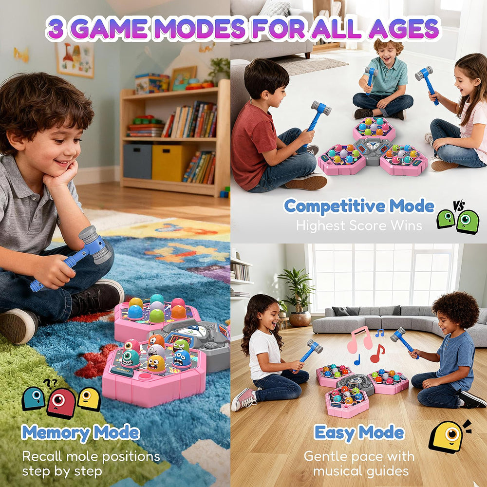 TooLion soft rubber hammers ensure safe, comfortable gameplay.