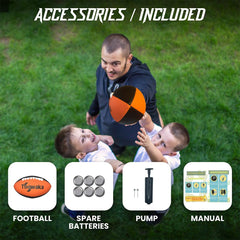Toowaka glow football in dark demonstrating auto-off after 40 seconds of inactivity