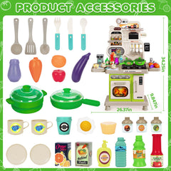 TooyBing green kids kitchen playset interactive panel for lively cooking scenarios