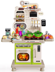 TooyBing green kids kitchen playset stove with lights and sounds for imaginative cooking sessions