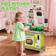 TooyBing green kids kitchen playset utensils set for engaging role-play and kitchen skills