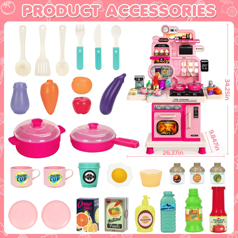 TooyBing Kids Kitchen Playset accessories enhance realistic feeding and sharing moments