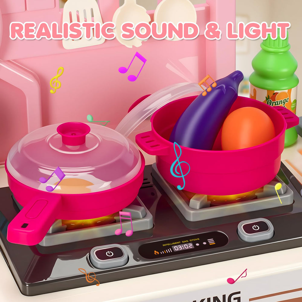 TooyBing Kids Kitchen Playset fridge adds realistic storage for pretend groceries