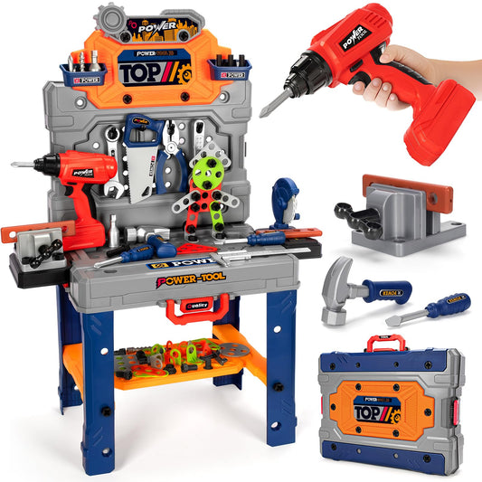 TooyBing electric drill on the kids tool bench for realistic pretend play