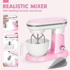 TooyBing pink toaster toy with auto pop-up for realistic play.