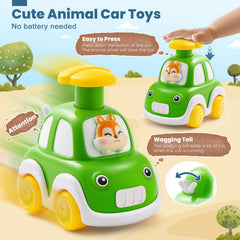TooyBing press and go elk driver encourages exploration of cause-and-effect with color cues.