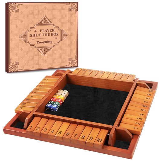 TooyBing Shut the Box wooden board for durable, tactile family game nights.